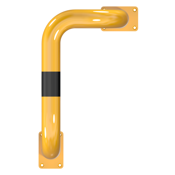 Anti-nudge hoop 90 | one sided- deep version | steel tube  76 mm | yellow / black | one-sided, right | height above ground: 650 mm | to be fixed by plugs